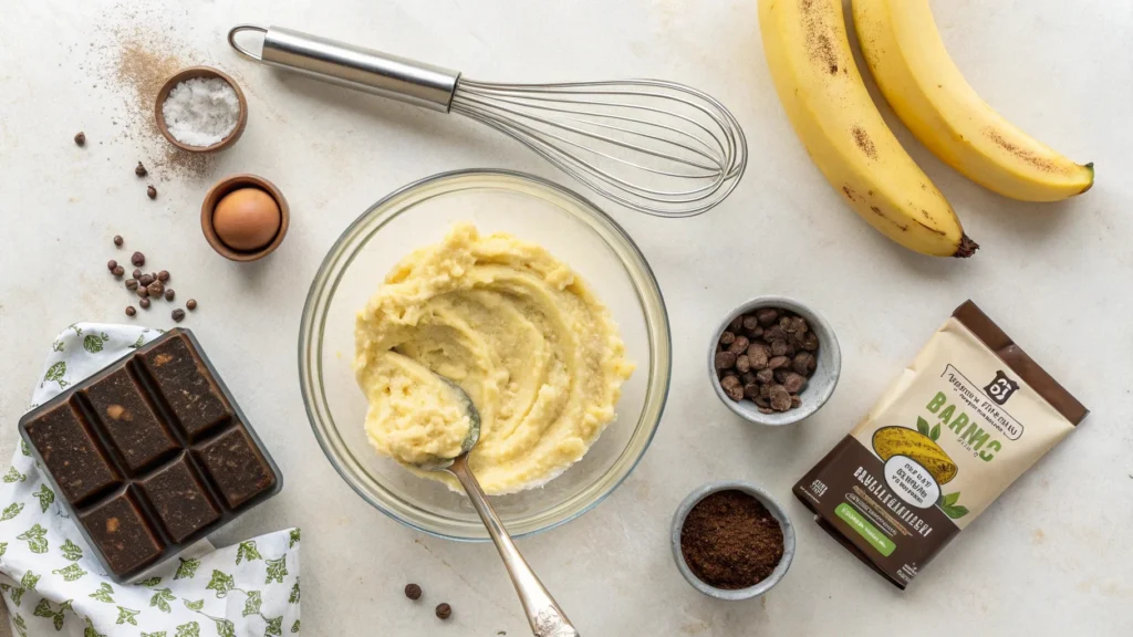 Mashed bananas in a bowl surrounded by baking tools and brownie mix
Can You Use Bananas Instead of Eggs in Brownie Mix? A Complete Guide