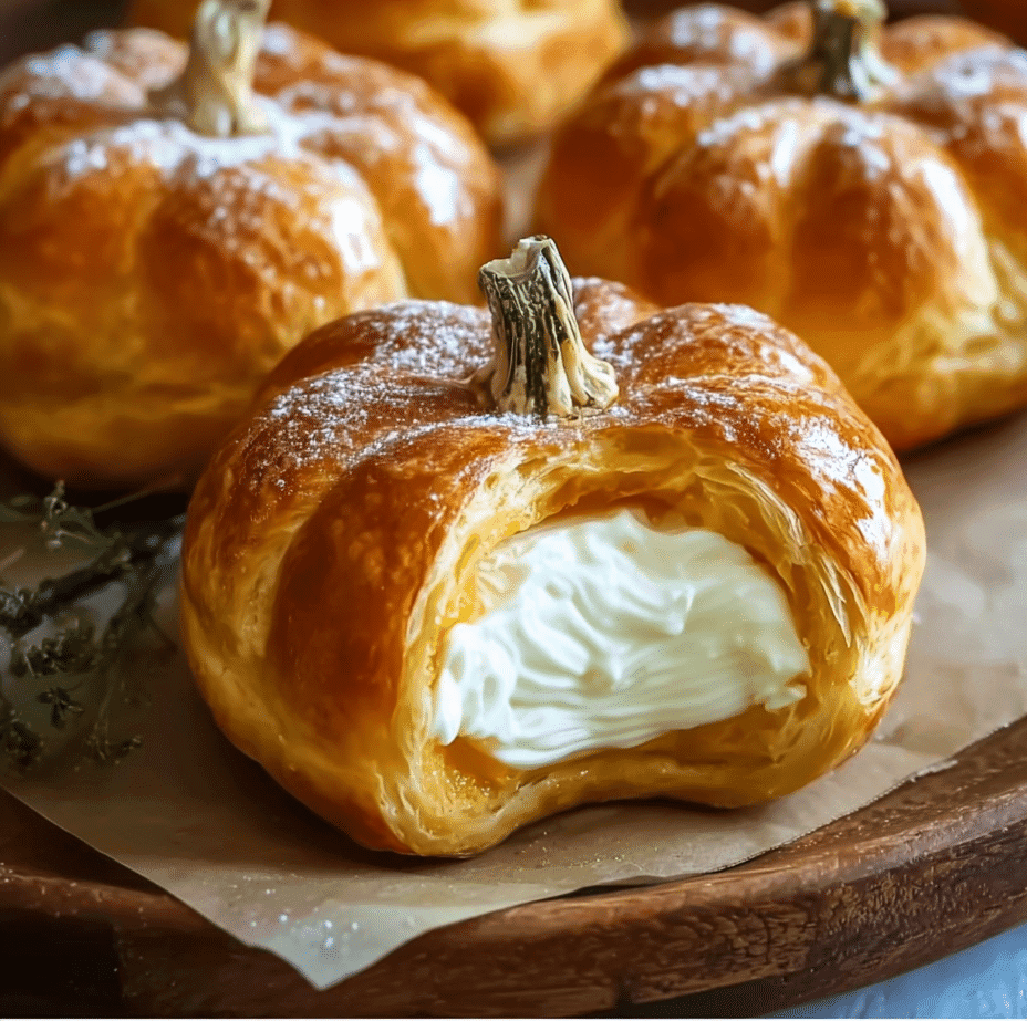 crescent pumpkins with cream cheese & pumpkin filling