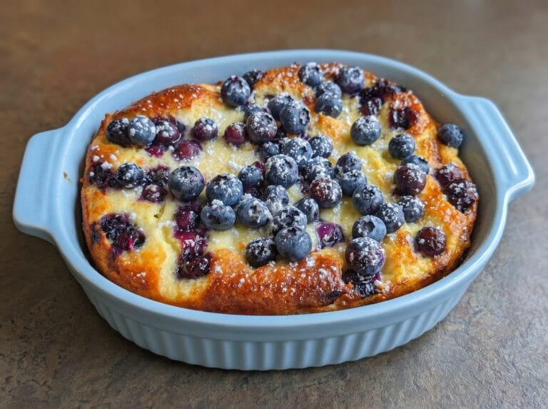 Blueberry Buttermilk Pancake Casserole (Easy No-Flipping Breakfast Bake)