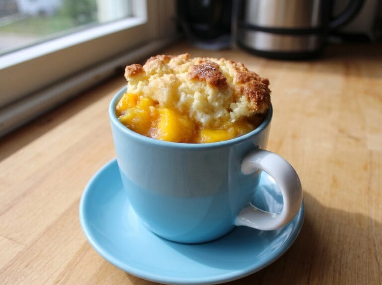 Peach Cobbler Mug Cake: Easy 2-Minute Microwave Dessert