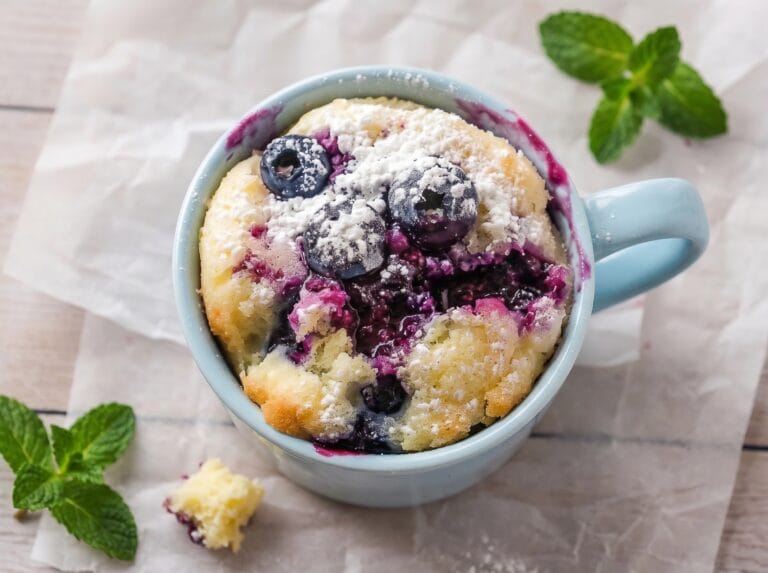 Fluffy Blueberry Mug Cake: Easy 2-Minute Microwave Treat