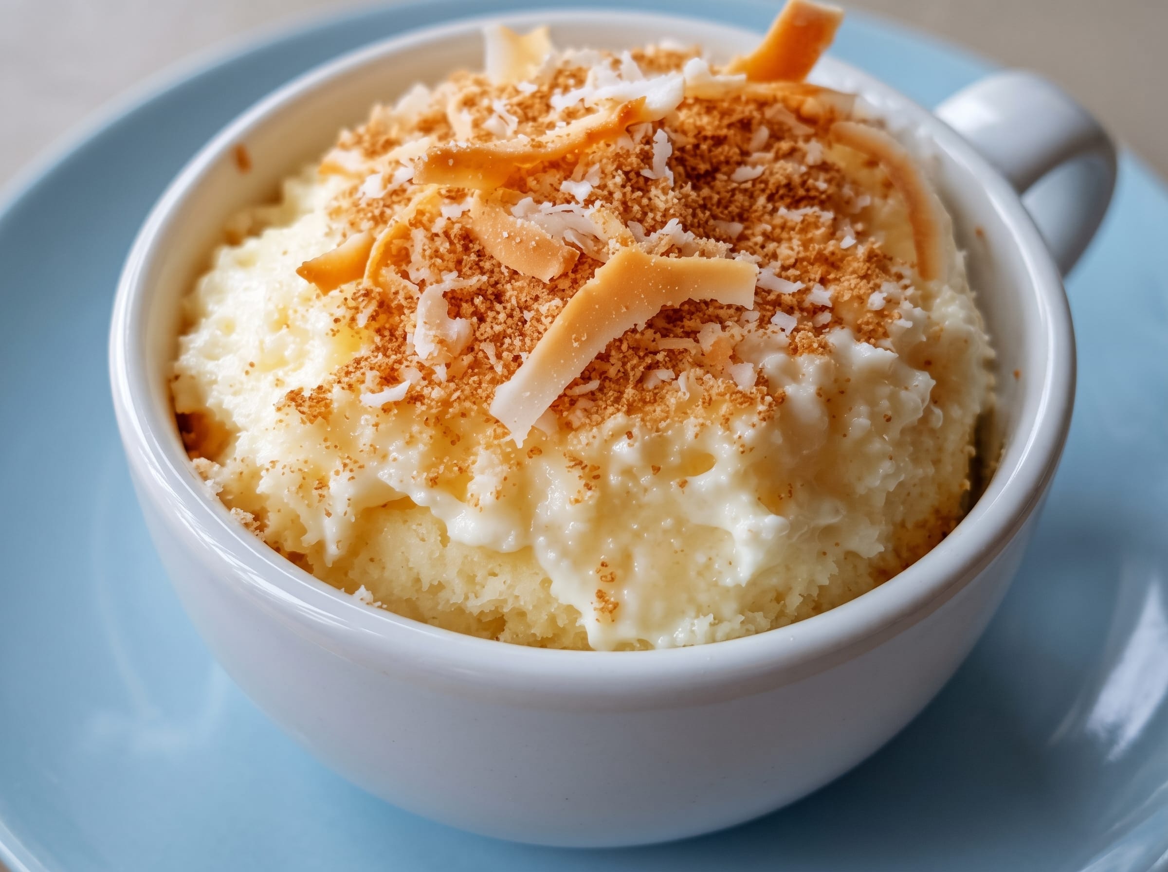 Sugar-Free Vanilla Coconut Cottage Cheese Mug Cake