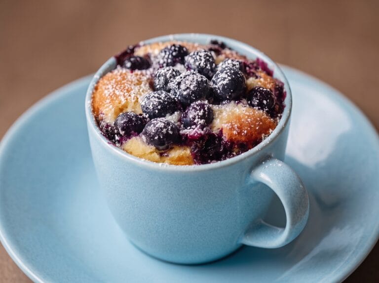 sugar-free-microwave-blueberry-mug-cake
